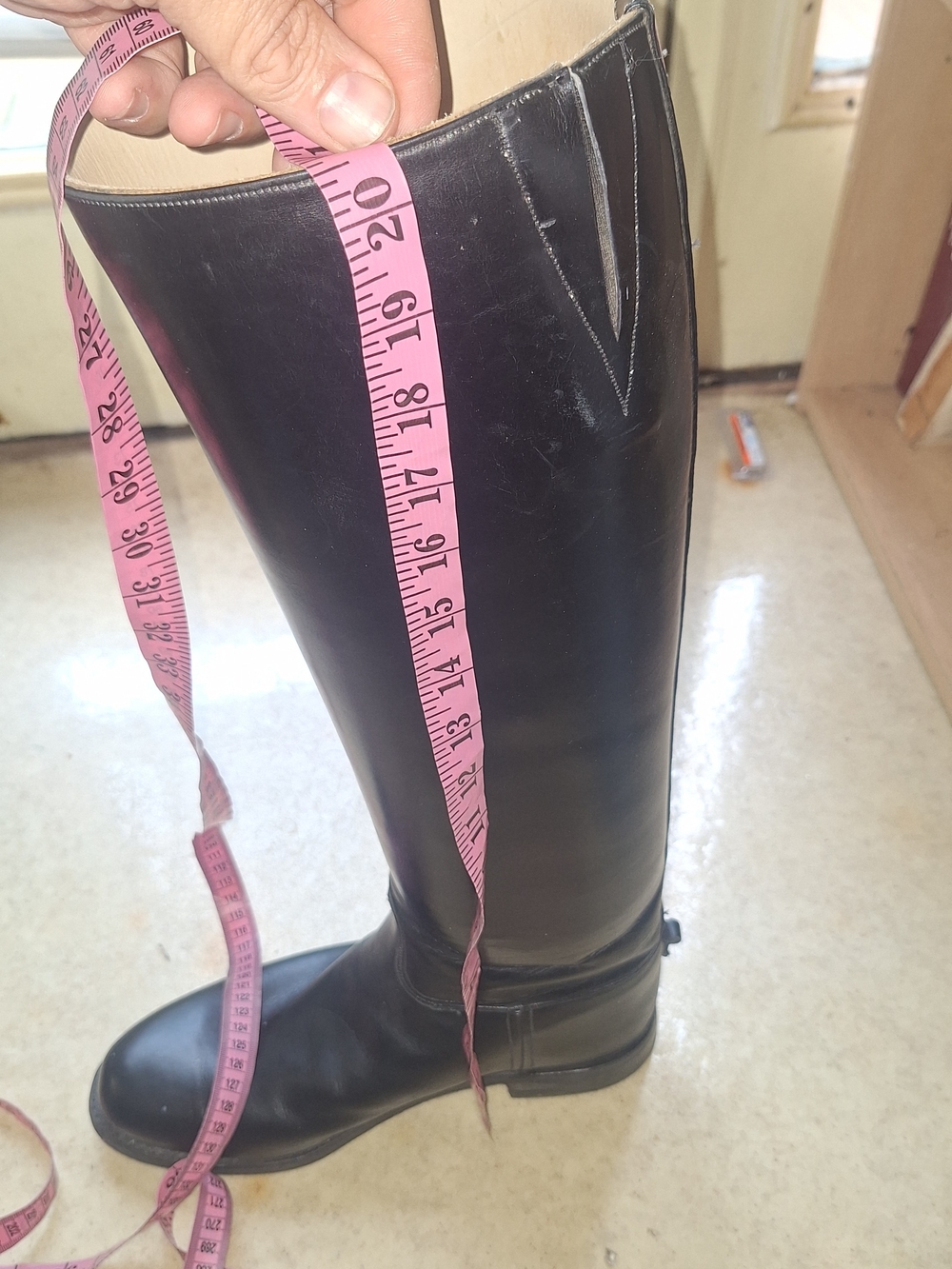 Men's Dehner Tall Black Leather Riding Boots, 9.5D, Women's Tall 11 - Picture 7 of 12